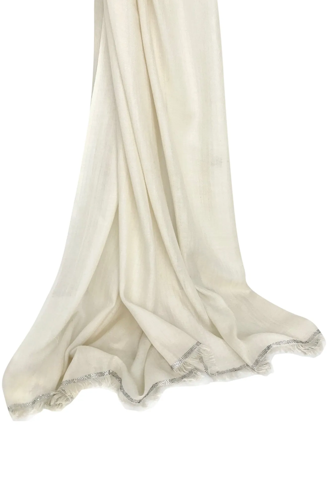 Silk Cashmere - Ivory Crystal scarf