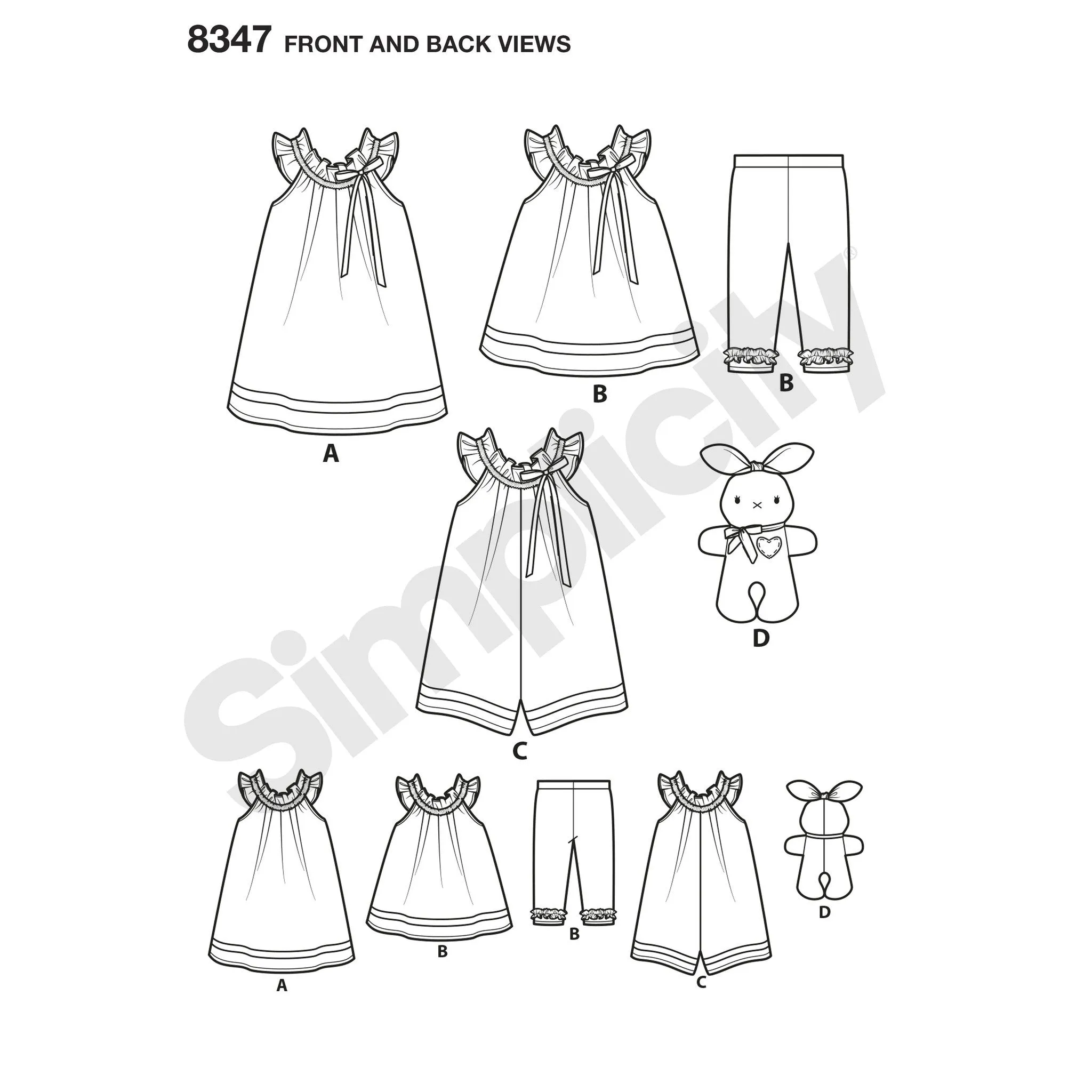 Simplicity Pattern 8347 toddlers dress top and knit capris