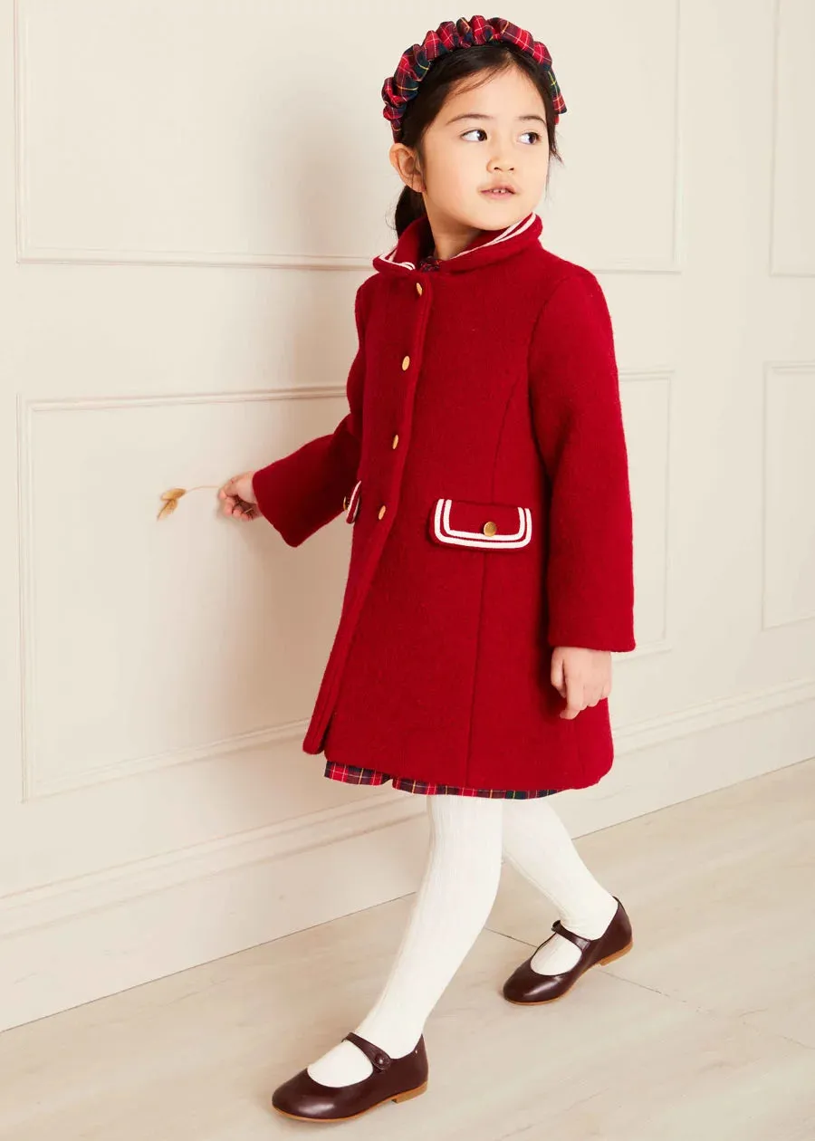 Single Breasted Wool Coat in Red (4-10yrs)