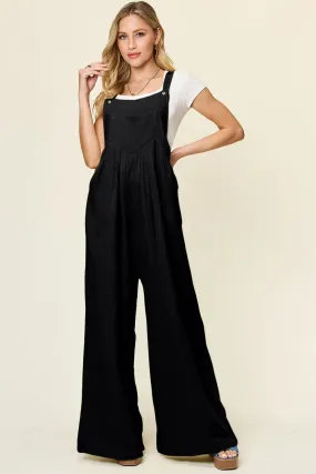 Size Inclusive Texture Wide Strap Wide Leg Overall