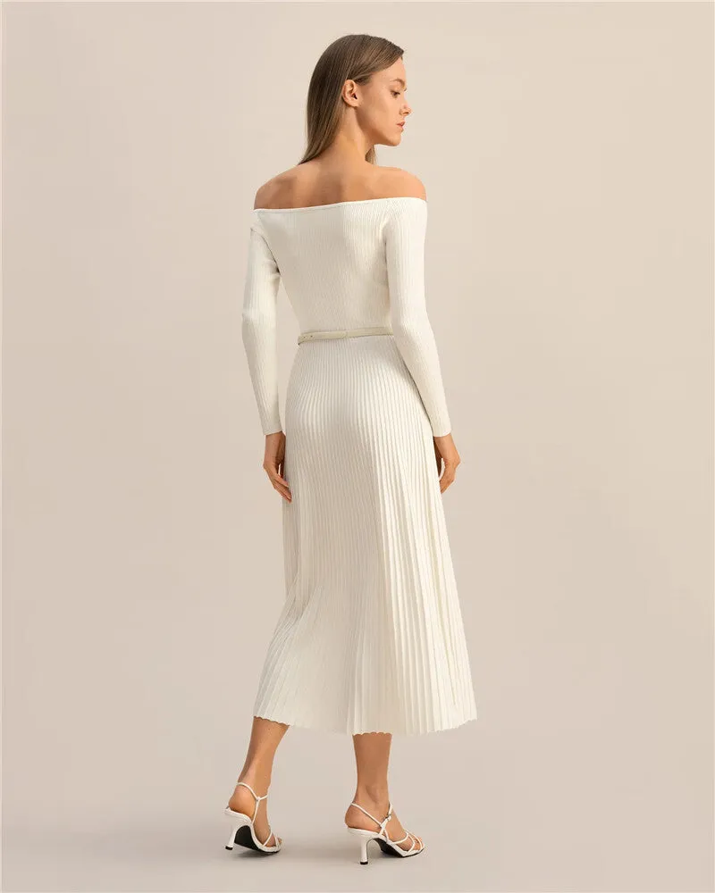 Sue Off-shoulder Long Sleeve Knit Maxi Dress