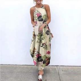 Summer Boho Floral Dress For Women, Bohemian Maxi Dress