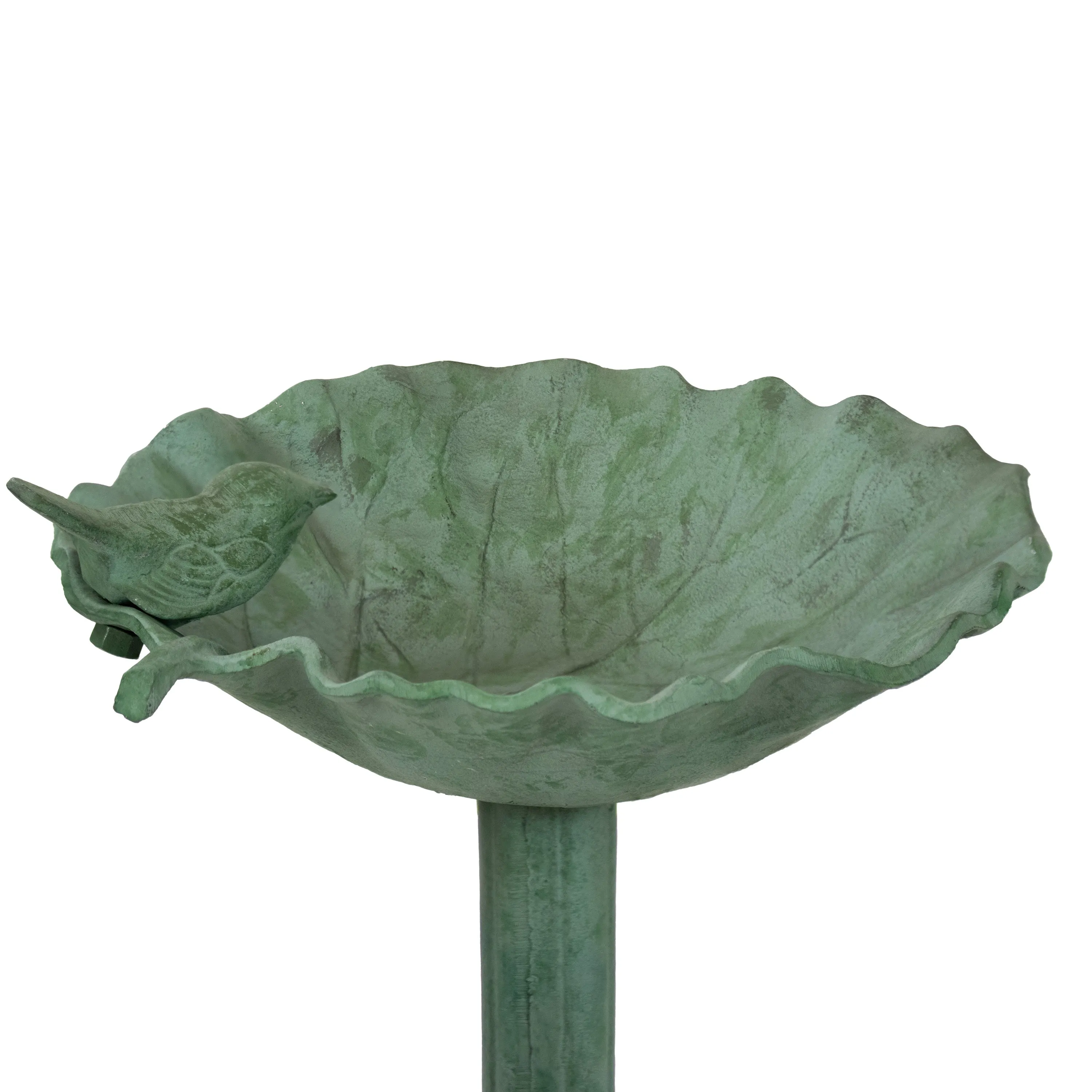 Sunnydaze Autumnal Leaf Metal Bird Bath - Green Patina - 11.75"