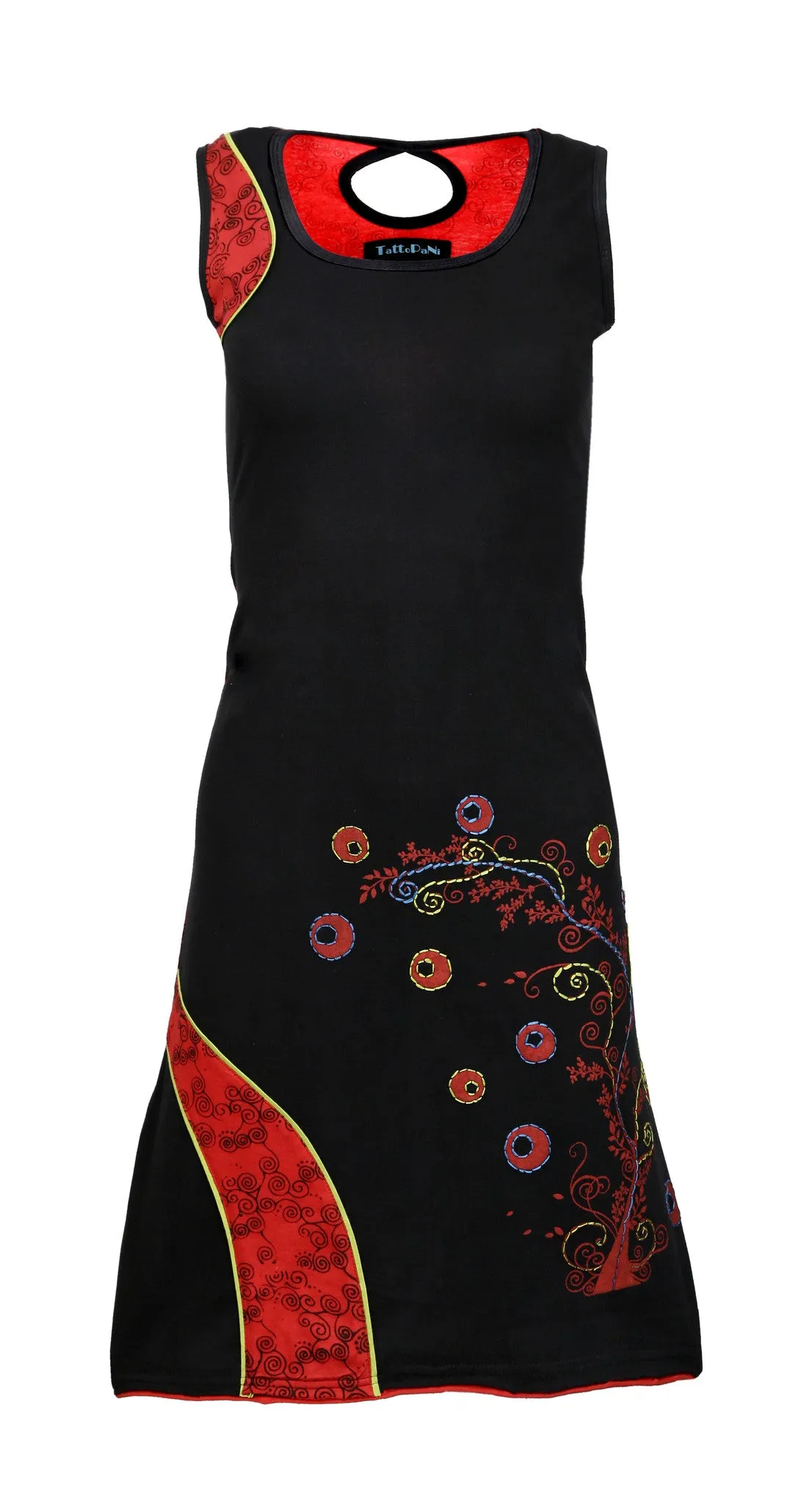 TATTOPANI-women-sleeveless-dress-with-embroidery-work-peepal(No Exchange/ No Refund)