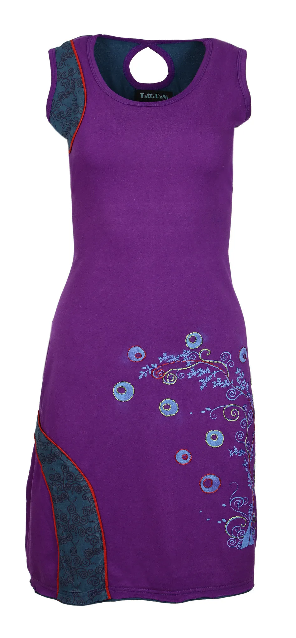 TATTOPANI-women-sleeveless-dress-with-embroidery-work-peepal(No Exchange/ No Refund)