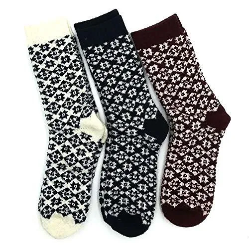 TeeHee Socks Women's Warmer Wool Crew Assorted 3-Pack (R2009)