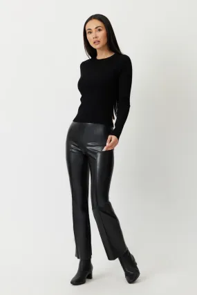 The Porterfield - Black Ethical Leather Cropped Flare Pants