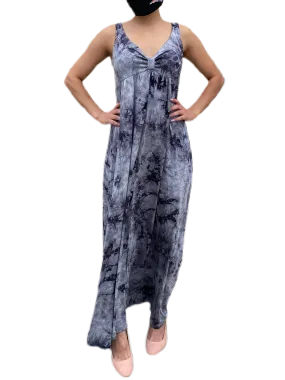 V neck maxi dress  in our squid ink  tie dye Jersey