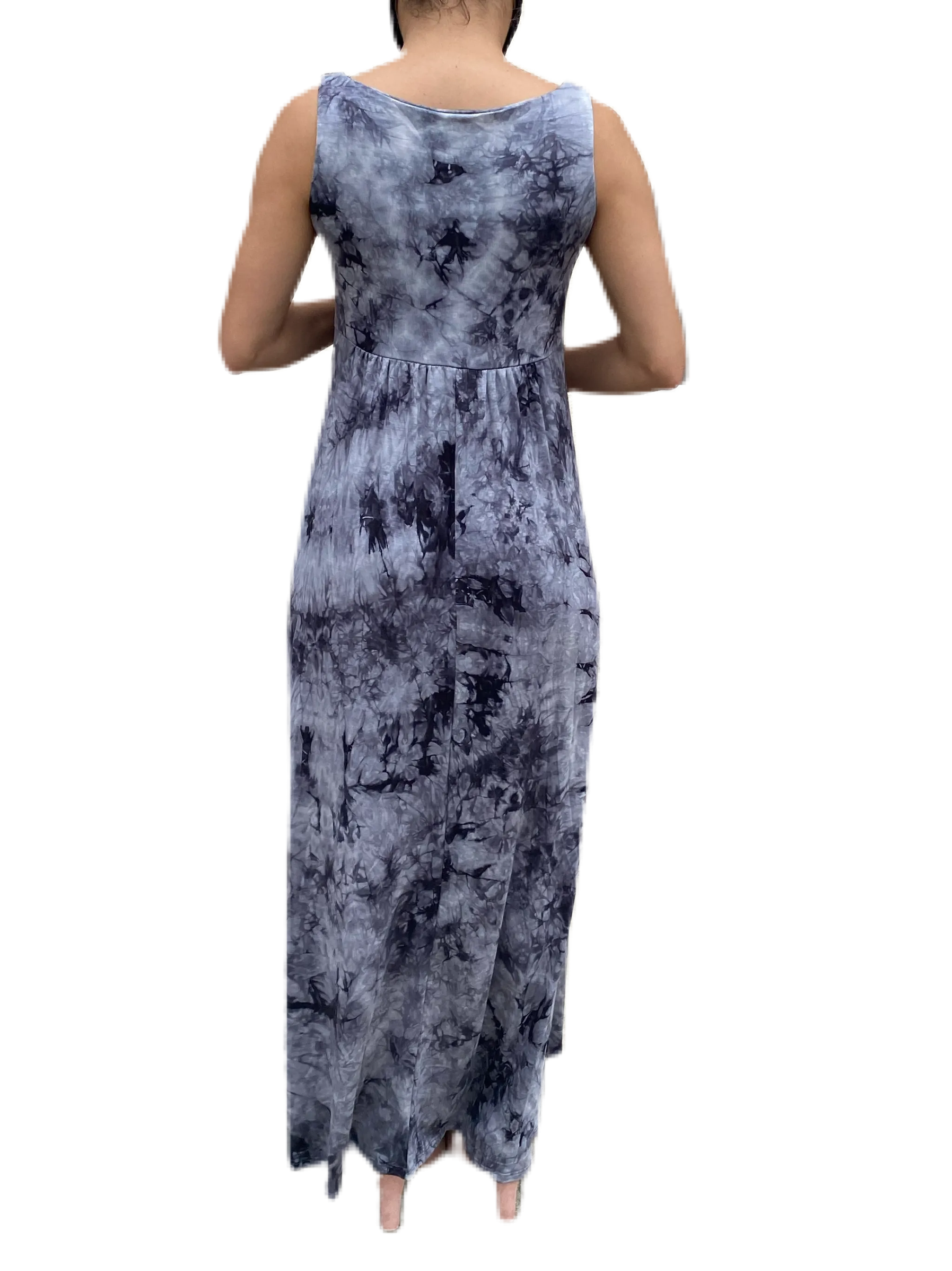 V neck maxi dress  in our squid ink  tie dye Jersey