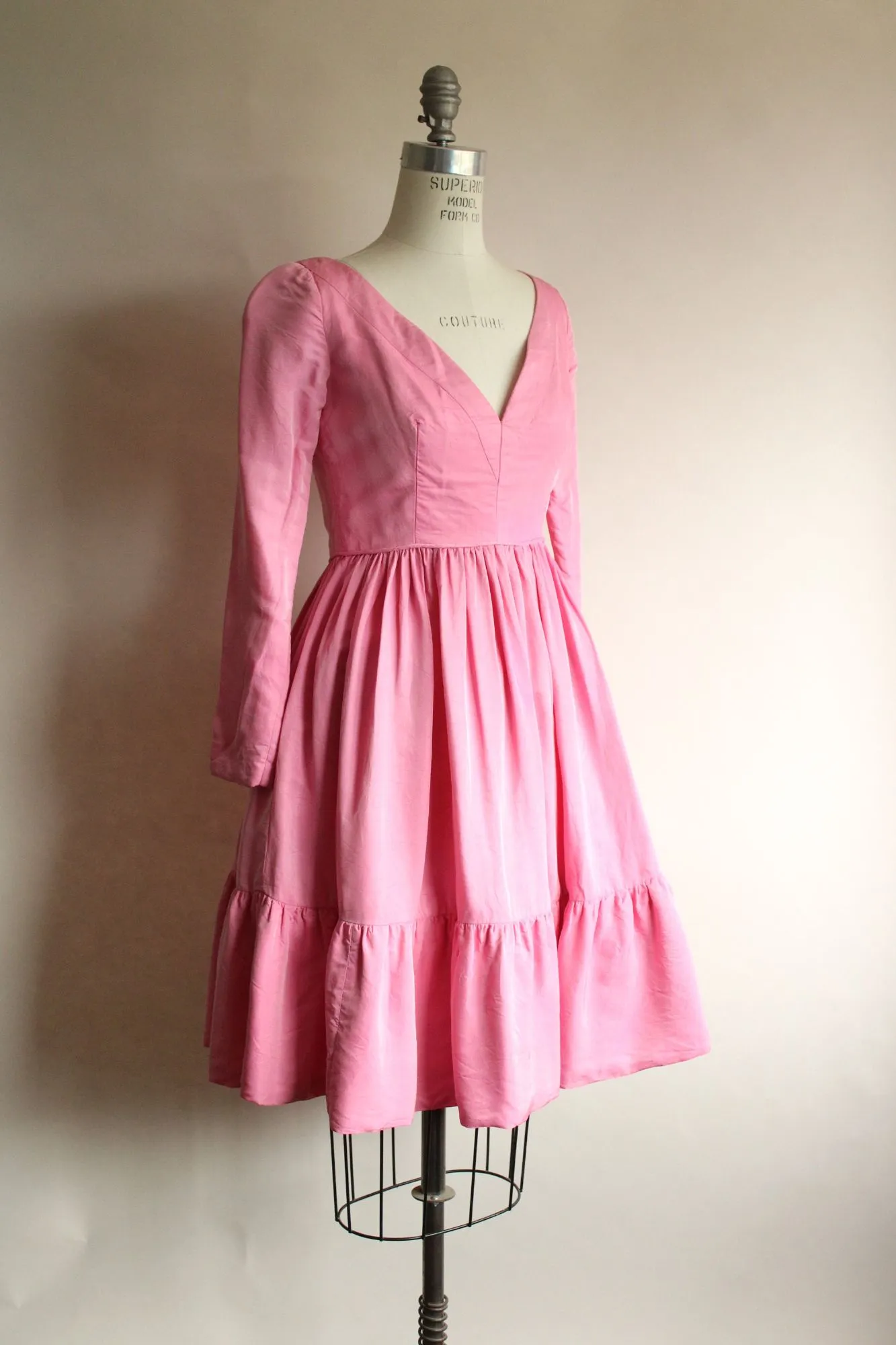 Vintage 1960s Modern Couture Original Pink Fit and Flare Dress with pockets