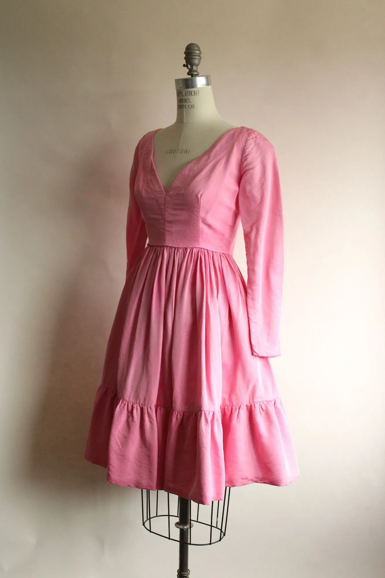 Vintage 1960s Modern Couture Original Pink Fit and Flare Dress with pockets