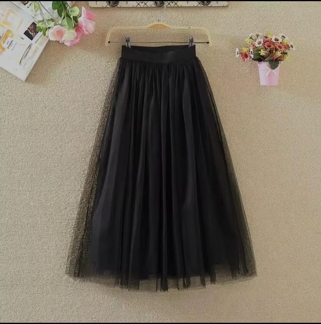 Vintage Tulle Skirt Women Streetwear S9841242 L