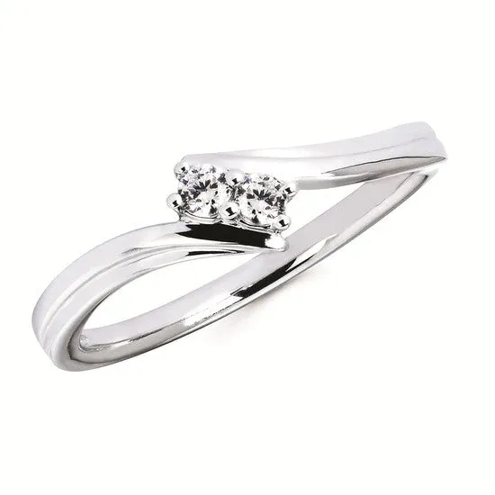 White Gold Two-Stone Fashion Ring