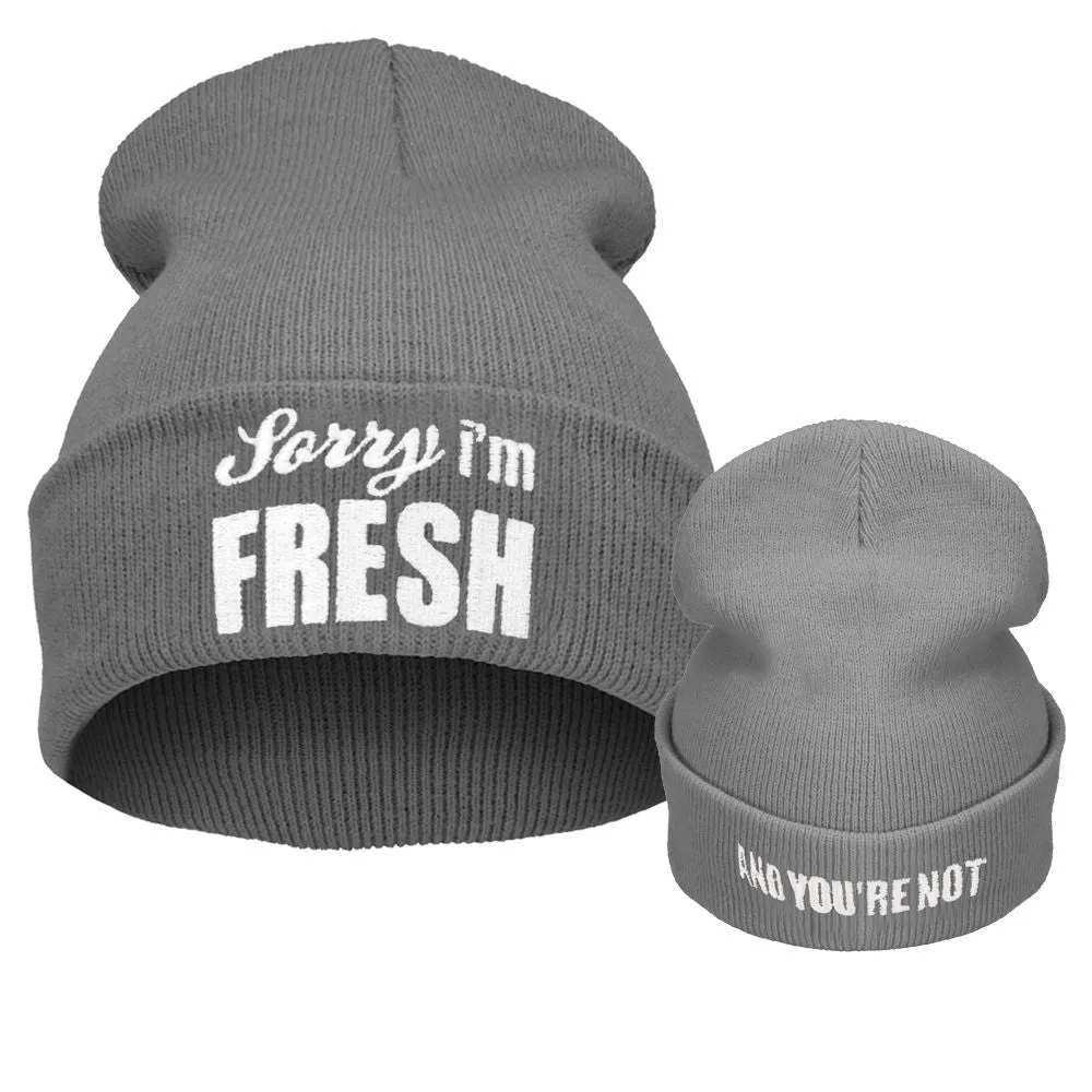 Winter Male Hat Sorry I'm Fresh Letters Beanie for Men and Women Knitted Skullies&Beanies female Hip Pop B-boy Caps Gorroa