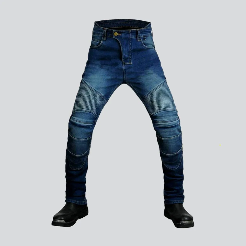 Winter warm men's biker jeans