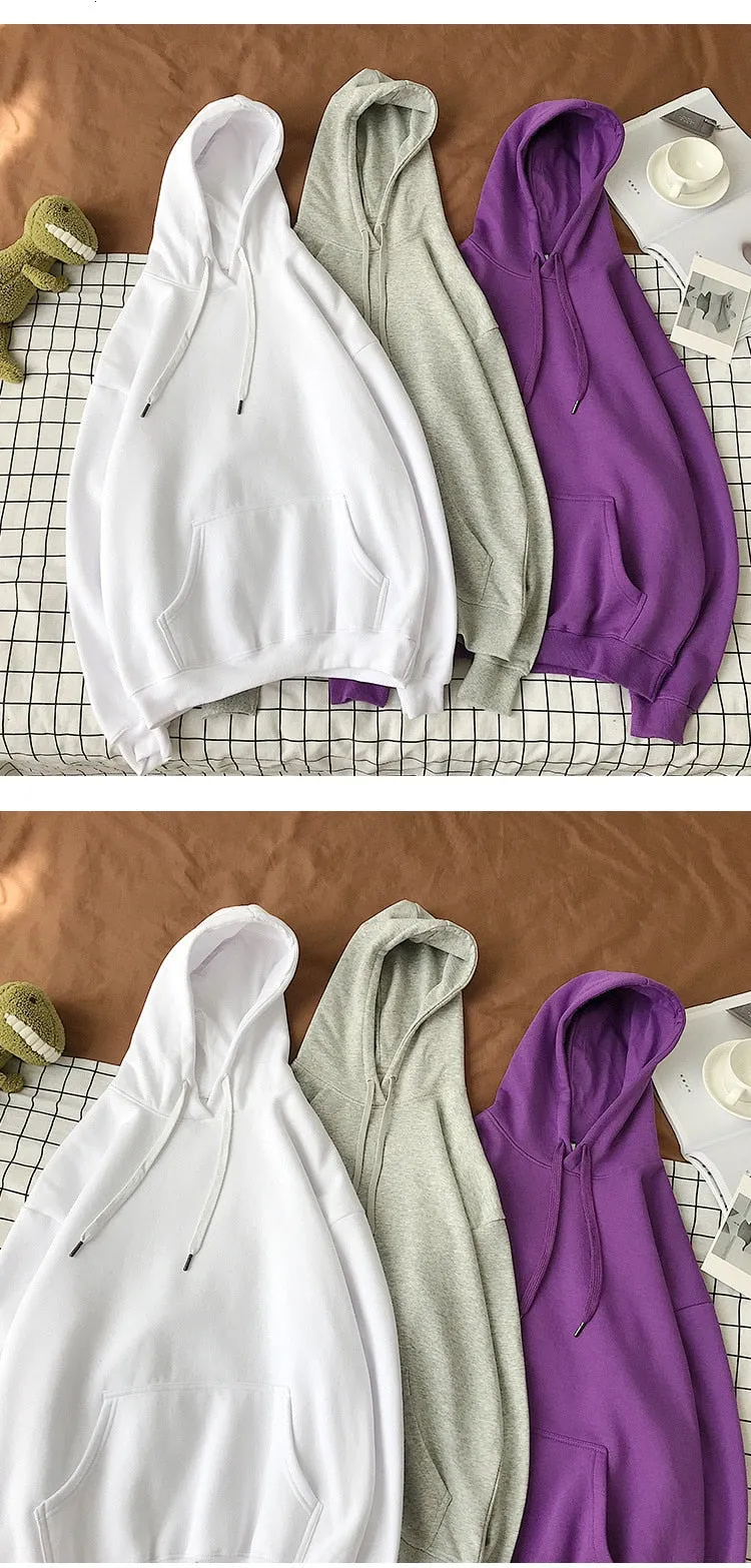 Wjczt Woman's Sweatshirts Solid 12 Colors Korean Female Hooded Pullovers Cotton Thicken Warm Oversized Hoodies Women # Hoodie # Women Hoodie