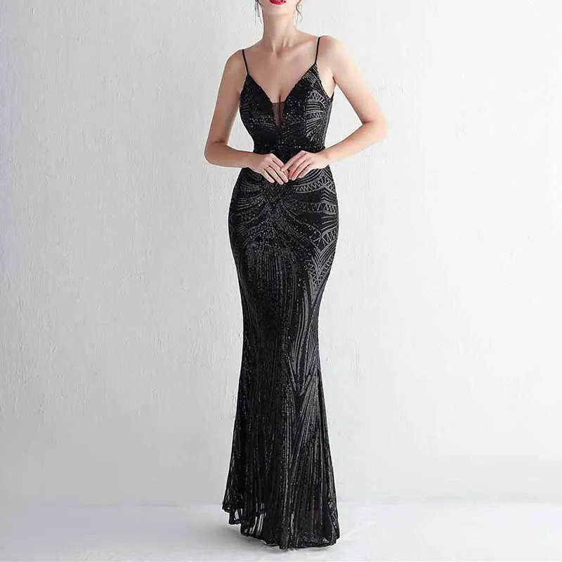 Women's Bateau Cap Sleeve Floral Sequin Sheath V Back Evening Dress