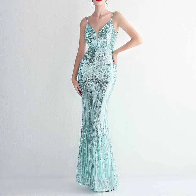 Women's Bateau Cap Sleeve Floral Sequin Sheath V Back Evening Dress