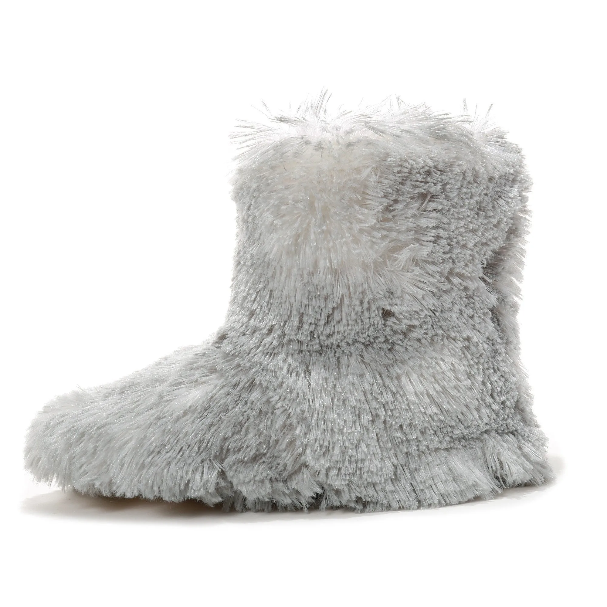 Women's Hi-Fashion Two Tone Faux Fur Boot Slipper