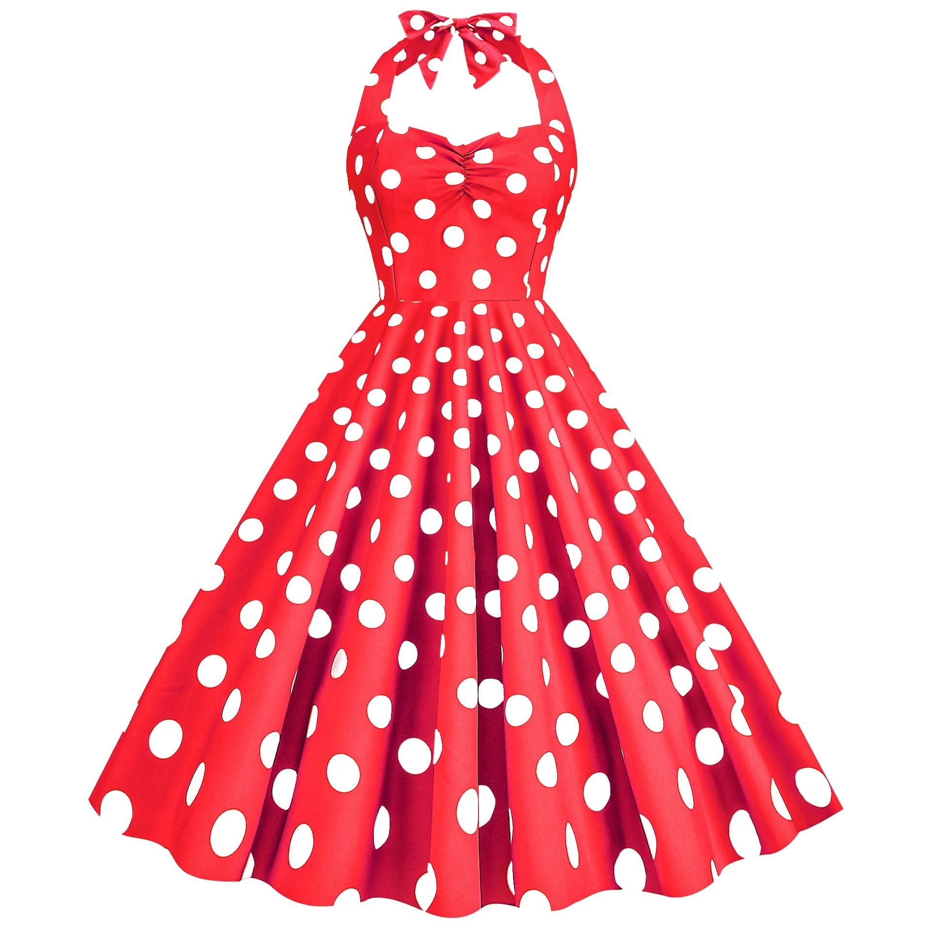 Women’s Polka Dot Slim-Fit Large Swing Dress – Retro Chic & Modern Comfort